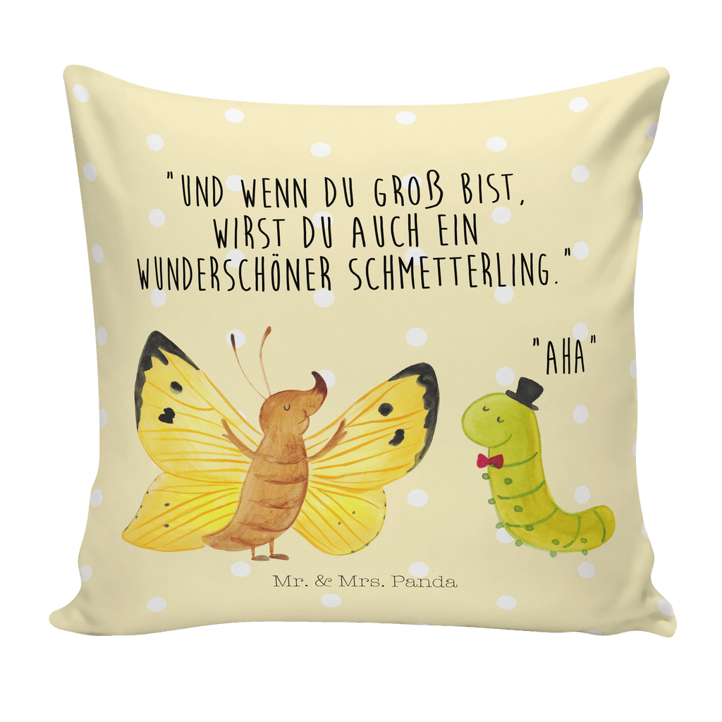 40x40 Kissen Raupe & Schmetterling Kissenhülle, Kopfkissen, Sofakissen, Dekokissen, Motivkissen, Tiermotive, Gute Laune, lustige Sprüche, Tiere, Raupe, Schmetterling, Zitronenfalter, Entwicklung, Erwachsen werden, Kokon, Hut, Hütchen, Schönheit, Aufwachsen