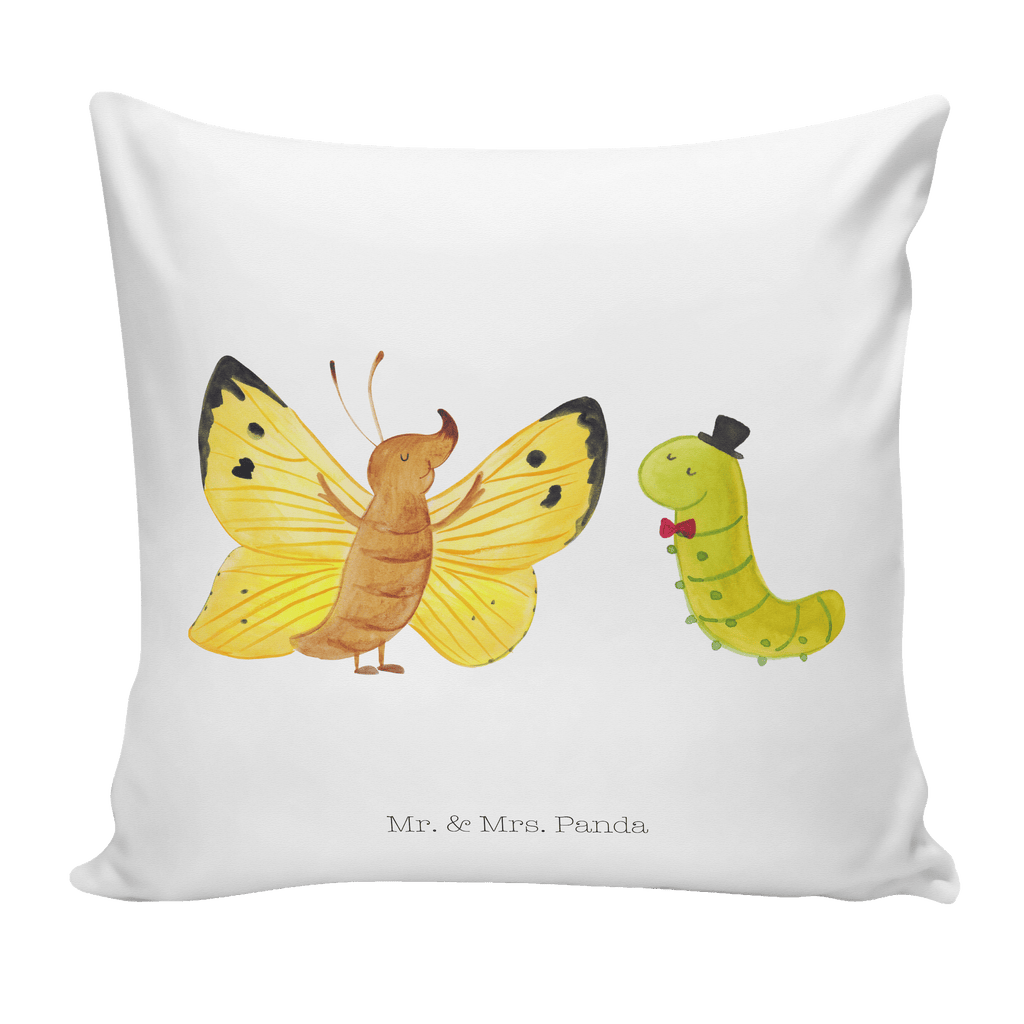 40x40 Kissen Raupe & Schmetterling Kissenhülle, Kopfkissen, Sofakissen, Dekokissen, Motivkissen, Tiermotive, Gute Laune, lustige Sprüche, Tiere, Raupe, Schmetterling, Zitronenfalter, Entwicklung, Erwachsen werden, Kokon, Hut, Hütchen, Schönheit, Aufwachsen