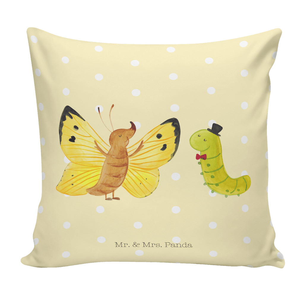40x40 Kissen Raupe & Schmetterling Kissenhülle, Kopfkissen, Sofakissen, Dekokissen, Motivkissen, Tiermotive, Gute Laune, lustige Sprüche, Tiere, Raupe, Schmetterling, Zitronenfalter, Entwicklung, Erwachsen werden, Kokon, Hut, Hütchen, Schönheit, Aufwachsen