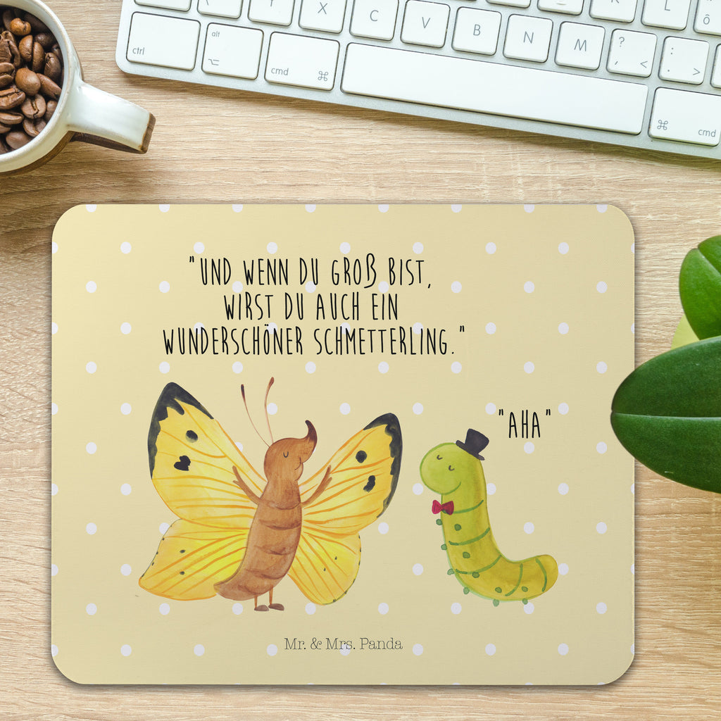 Mauspad Raupe & Schmetterling Mousepad, Computer zubehör, Büroausstattung, PC Zubehör, Arbeitszimmer, Mauspad, Einzigartiges Mauspad, Designer Mauspad, Tiermotive, Gute Laune, lustige Sprüche, Tiere, Raupe, Schmetterling, Zitronenfalter, Entwicklung, Erwachsen werden, Kokon, Hut, Hütchen, Schönheit, Aufwachsen
