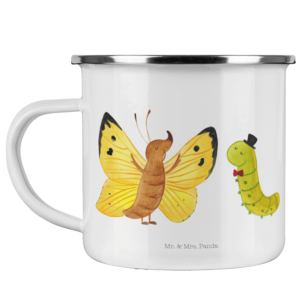 Camping Emaille Tasse Raupe & Schmetterling Campingtasse, Trinkbecher, Metalltasse, Outdoor Tasse, Emaille Trinkbecher, Blechtasse Outdoor, Emaille Campingbecher, Edelstahl Trinkbecher, Metalltasse für Camping, Kaffee Blechtasse, Camping Tasse Metall, Tiermotive, Gute Laune, lustige Sprüche, Tiere, Raupe, Schmetterling, Zitronenfalter, Entwicklung, Erwachsen werden, Kokon, Hut, Hütchen, Schönheit, Aufwachsen