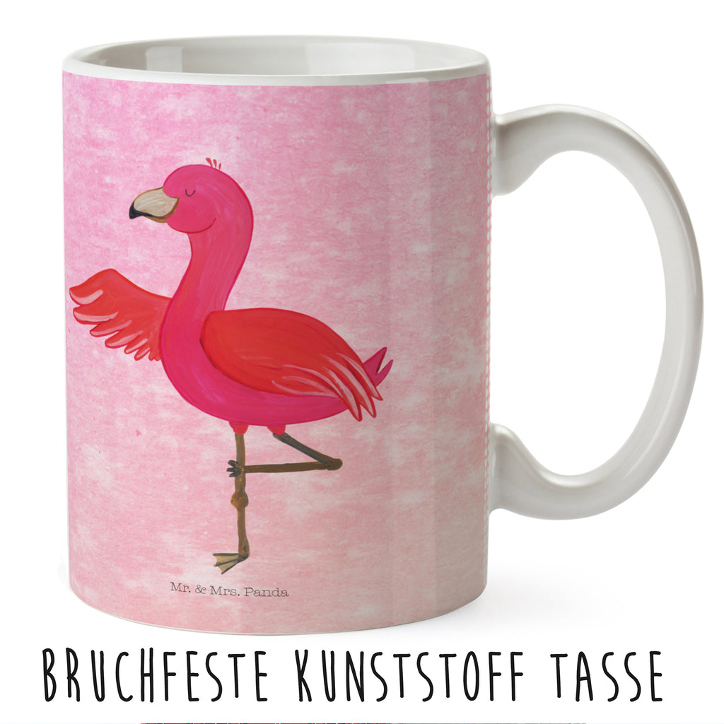 Kindertasse Flamingo Yoga Kunststoff Tasse, Kindergarten, Tasse, Trinkbecher, Camping Becher, Kaffeetasse, Kunststoffbecher, Kindergartenbecher, Outdoorgeschirr, Kunststoffgeschirr, Reisebecher, Reisetasse, Kinderbecher, Flamingo, Vogel, Yoga, Namaste, Achtsamkeit, Yoga-Übung, Entspannung, Ärger, Aufregen, Tiefenentspannung