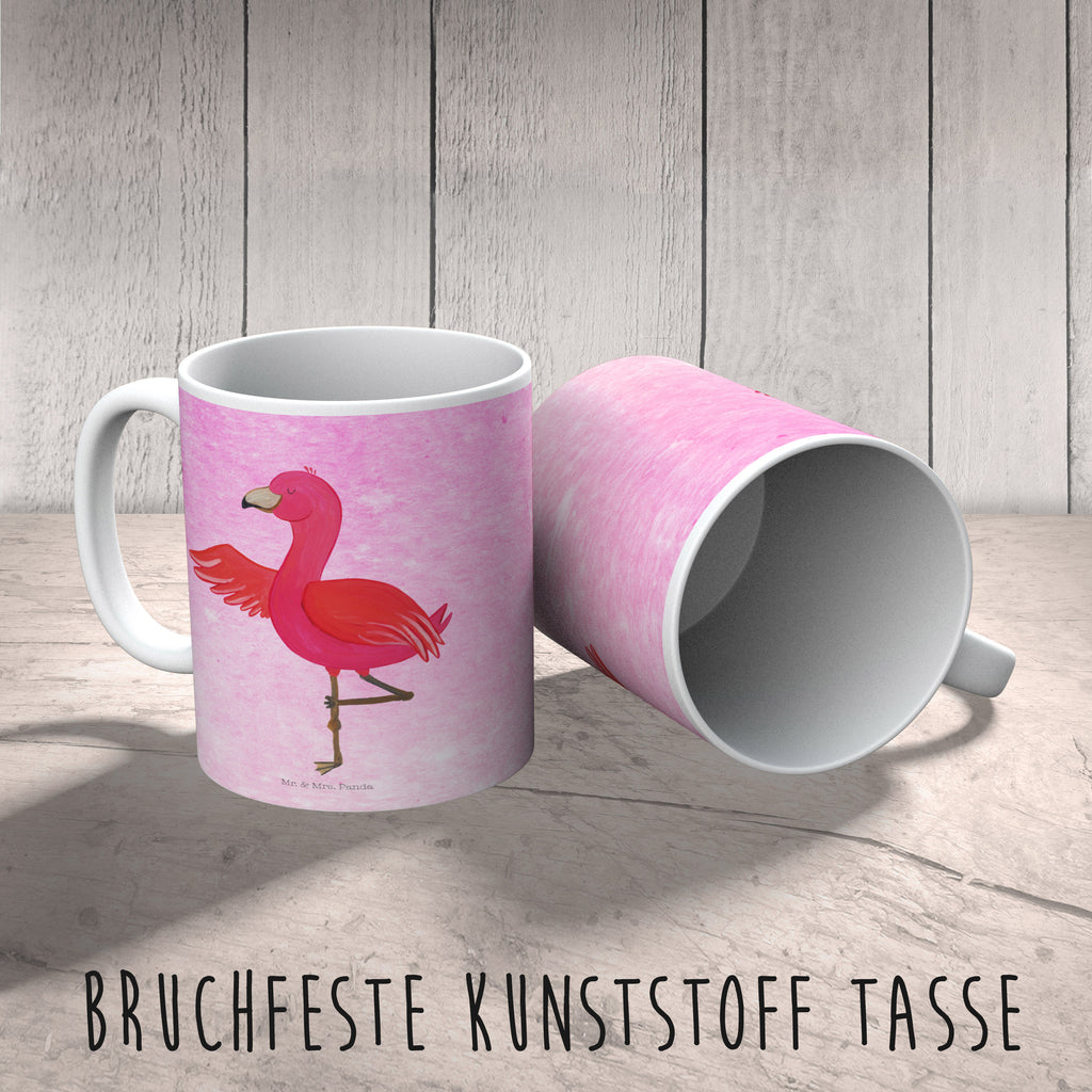 Kindertasse Flamingo Yoga Kunststoff Tasse, Kindergarten, Tasse, Trinkbecher, Camping Becher, Kaffeetasse, Kunststoffbecher, Kindergartenbecher, Outdoorgeschirr, Kunststoffgeschirr, Reisebecher, Reisetasse, Kinderbecher, Flamingo, Vogel, Yoga, Namaste, Achtsamkeit, Yoga-Übung, Entspannung, Ärger, Aufregen, Tiefenentspannung