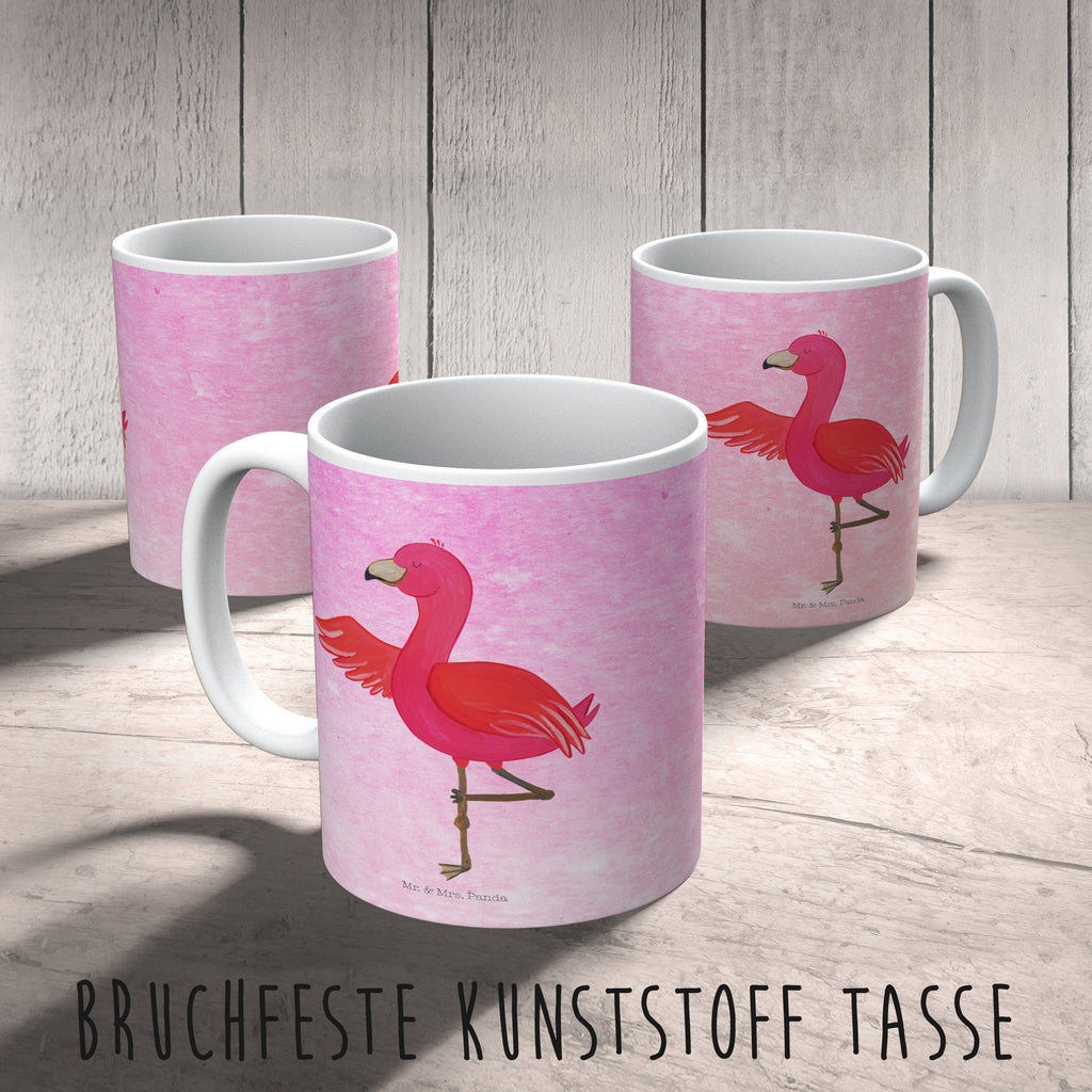 Kindertasse Flamingo Yoga Kunststoff Tasse, Kindergarten, Tasse, Trinkbecher, Camping Becher, Kaffeetasse, Kunststoffbecher, Kindergartenbecher, Outdoorgeschirr, Kunststoffgeschirr, Reisebecher, Reisetasse, Kinderbecher, Flamingo, Vogel, Yoga, Namaste, Achtsamkeit, Yoga-Übung, Entspannung, Ärger, Aufregen, Tiefenentspannung