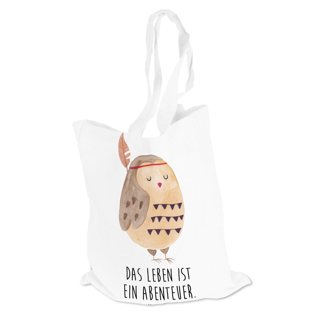 Tragetasche Eule Federschmuck Beuteltasche, Beutel, Einkaufstasche, Jutebeutel, Stoffbeutel, Eule, Eule Deko, Owl, Das Leben ist ein Abenteuer, Reisespruch, Federschmuck, Dekoration