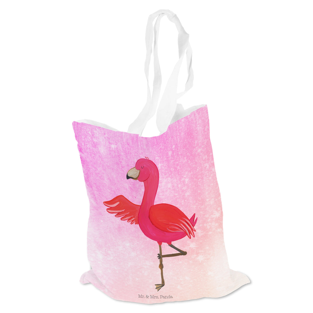 Tragetasche Flamingo Yoga Beuteltasche, Beutel, Einkaufstasche, Jutebeutel, Stoffbeutel, Flamingo, Vogel, Yoga, Namaste, Achtsamkeit, Yoga-Übung, Entspannung, Ärger, Aufregen, Tiefenentspannung