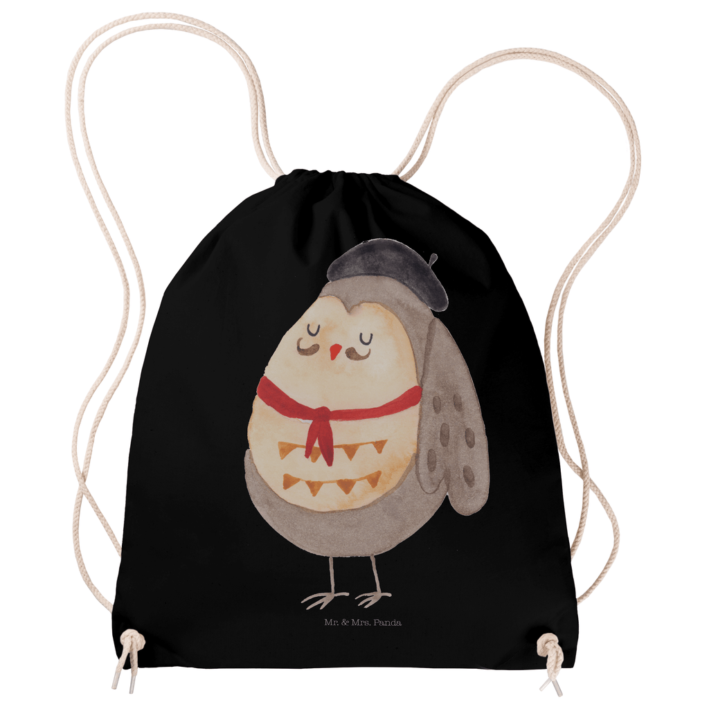 Sportbeutel Eule Französisch Turnbeutel, Beutel, Sporttasche, Tasche, Stoffbeutel, Eule, Eulen, Eule Deko, Owl, hibou, La vie est belle, das Leben ist schön, Spruch schön, Spruch Französisch, Frankreich