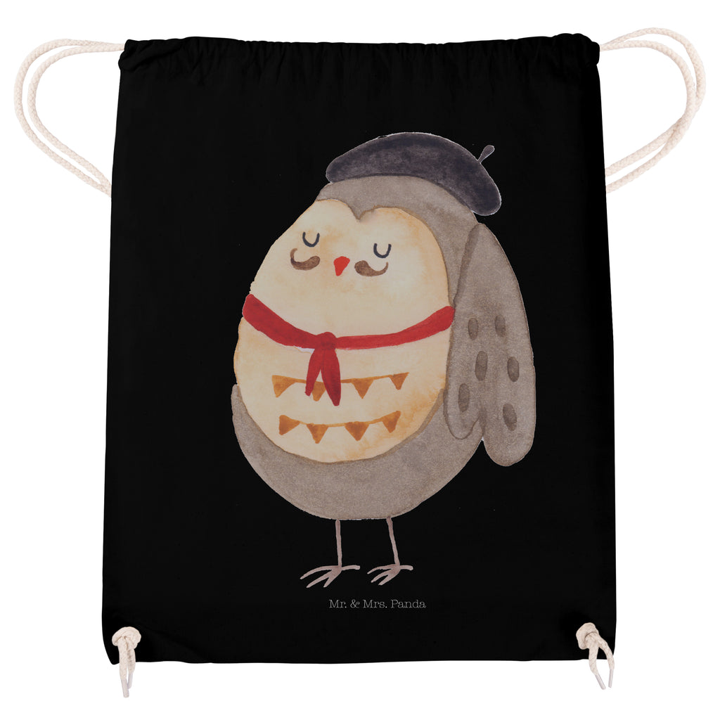 Sportbeutel Eule Französisch Turnbeutel, Beutel, Sporttasche, Tasche, Stoffbeutel, Eule, Eulen, Eule Deko, Owl, hibou, La vie est belle, das Leben ist schön, Spruch schön, Spruch Französisch, Frankreich