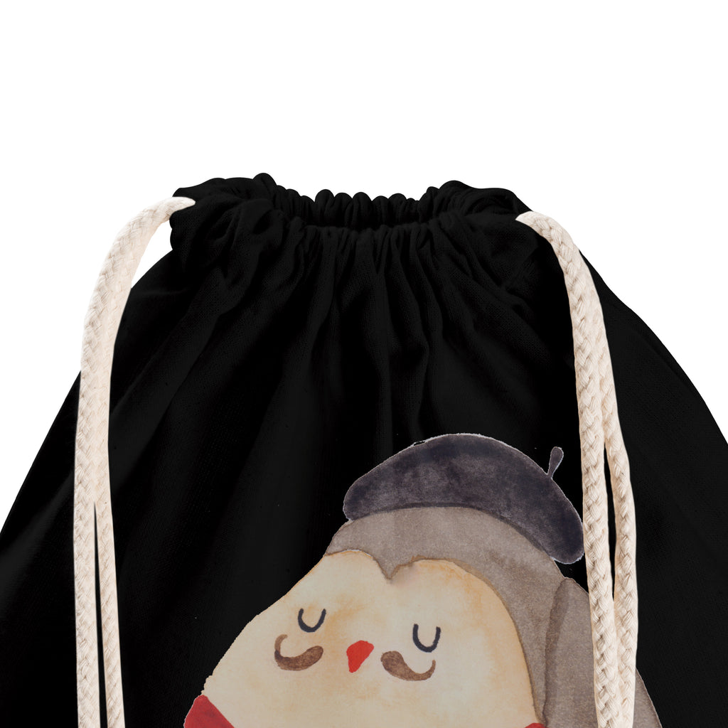 Sportbeutel Eule Französisch Turnbeutel, Beutel, Sporttasche, Tasche, Stoffbeutel, Eule, Eulen, Eule Deko, Owl, hibou, La vie est belle, das Leben ist schön, Spruch schön, Spruch Französisch, Frankreich