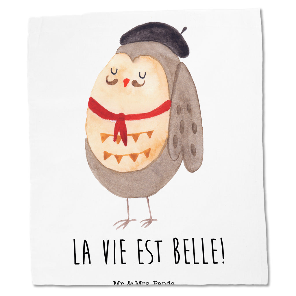 Tragetasche Eule Französisch Beuteltasche, Beutel, Einkaufstasche, Jutebeutel, Stoffbeutel, Eule, Eulen, Eule Deko, Owl, hibou, La vie est belle, das Leben ist schön, Spruch schön, Spruch Französisch, Frankreich