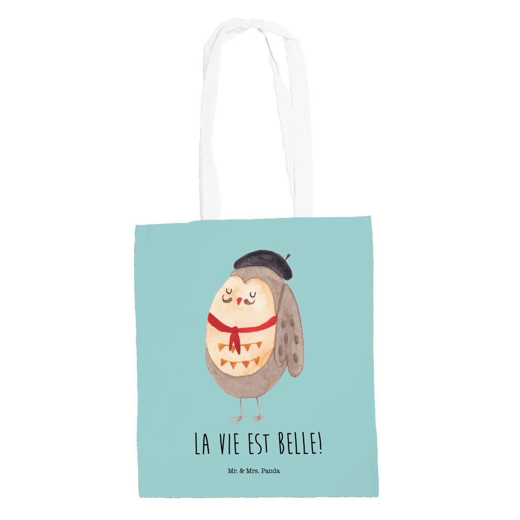 Tragetasche Eule Französisch Beuteltasche, Beutel, Einkaufstasche, Jutebeutel, Stoffbeutel, Eule, Eulen, Eule Deko, Owl, hibou, La vie est belle, das Leben ist schön, Spruch schön, Spruch Französisch, Frankreich
