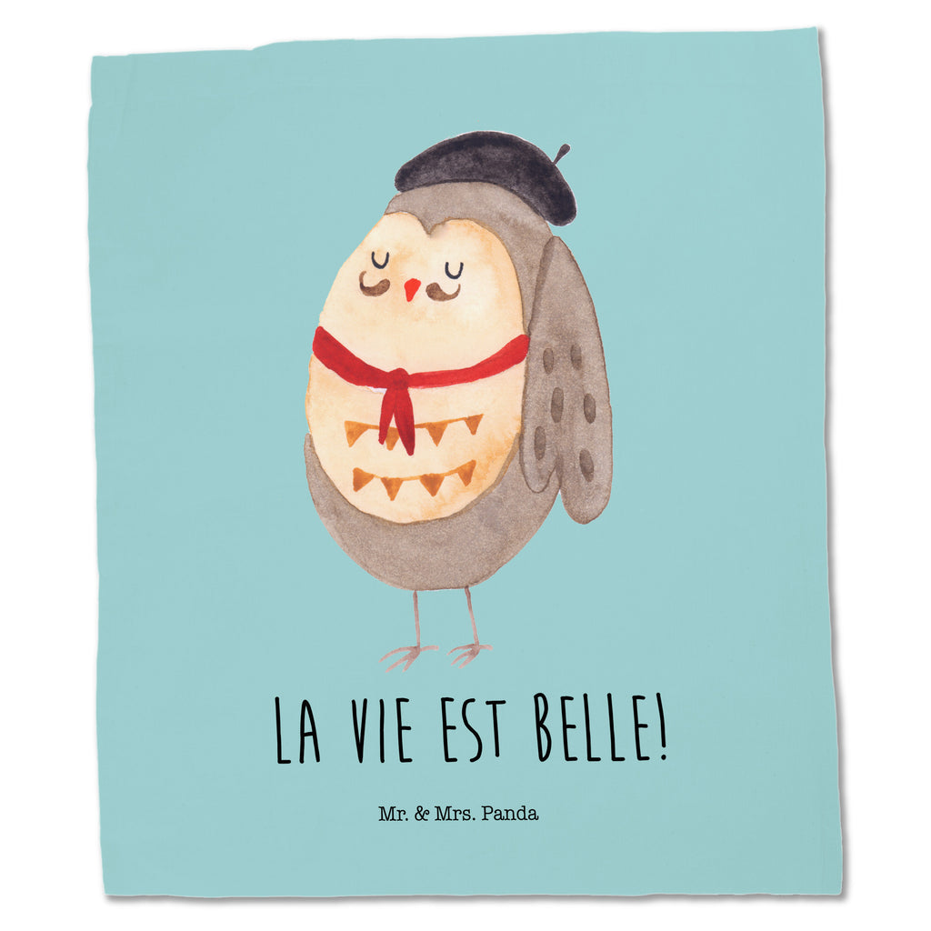 Tragetasche Eule Französisch Beuteltasche, Beutel, Einkaufstasche, Jutebeutel, Stoffbeutel, Eule, Eulen, Eule Deko, Owl, hibou, La vie est belle, das Leben ist schön, Spruch schön, Spruch Französisch, Frankreich