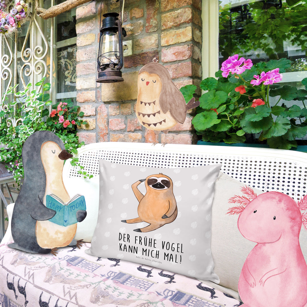 40x40 Kissen Faultier Vogel zeigen Kissenhülle, Kopfkissen, Sofakissen, Dekokissen, Motivkissen, Faultier, Faultier Geschenk, Faultier Deko, Faultiere, faul, Lieblingstier, Spinner, früher Vogel, der frühe Vogel, Frühaufsteher, Morgenmuffel, Vogel, Faultierwelt