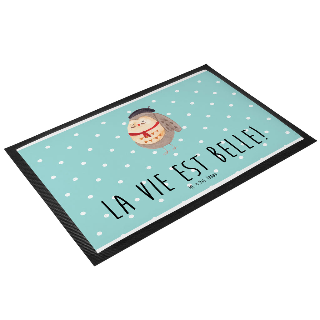 Fußmatte Eule Französisch Eule, Eulen, Eule Deko, Owl, hibou, La vie est belle, das Leben ist schön, Spruch schön, Spruch Französisch, Frankreich Türvorleger, Schmutzmatte, Fußabtreter, Matte, Schmutzfänger, Fußabstreifer, Schmutzfangmatte, Türmatte, Motivfußmatte,  Haustürmatte, Vorleger  Eule