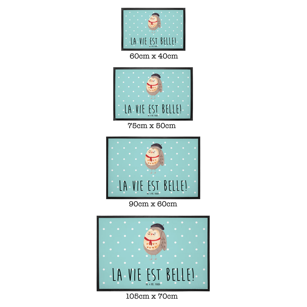 Fußmatte Eule Französisch Eule, Eulen, Eule Deko, Owl, hibou, La vie est belle, das Leben ist schön, Spruch schön, Spruch Französisch, Frankreich Türvorleger, Schmutzmatte, Fußabtreter, Matte, Schmutzfänger, Fußabstreifer, Schmutzfangmatte, Türmatte, Motivfußmatte,  Haustürmatte, Vorleger  Eule