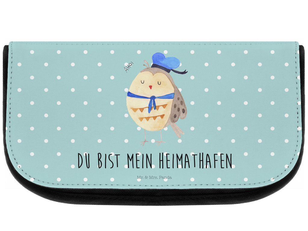 Kosmetiktasche Eule Matrosen Kosmetikbeutel, Kulturtasche, Kulturbeutel, Schminktasche, Make-Up Tasche, Eule, Eule Spruch, Eule Deko, Owl, Wortspiel lustig, Matrose, Freundin, Ehe, Seefahrer, Heimathafen, Hochzeitstag Geschenk
