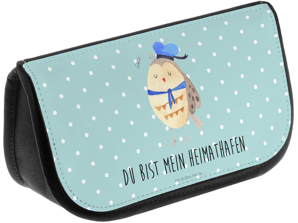 Kosmetiktasche Eule Matrosen Kosmetikbeutel, Kulturtasche, Kulturbeutel, Schminktasche, Make-Up Tasche, Eule, Eule Spruch, Eule Deko, Owl, Wortspiel lustig, Matrose, Freundin, Ehe, Seefahrer, Heimathafen, Hochzeitstag Geschenk