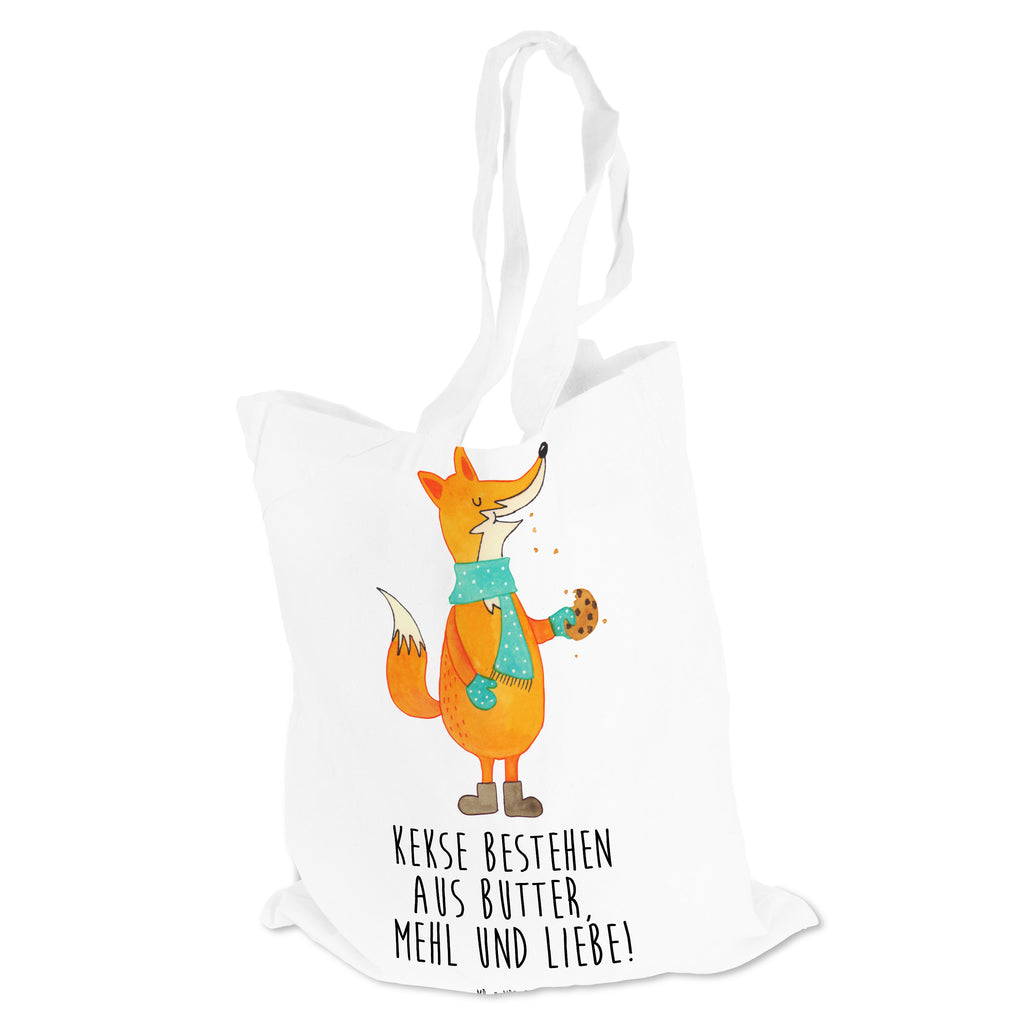 Tragetasche Fuchs Keks Beuteltasche, Beutel, Einkaufstasche, Jutebeutel, Stoffbeutel, Fuchs, Füchse, Backen Spruch, Kekse, Winter, Weihnachtszeit, Plätzchen, Liebe, Küche Deko