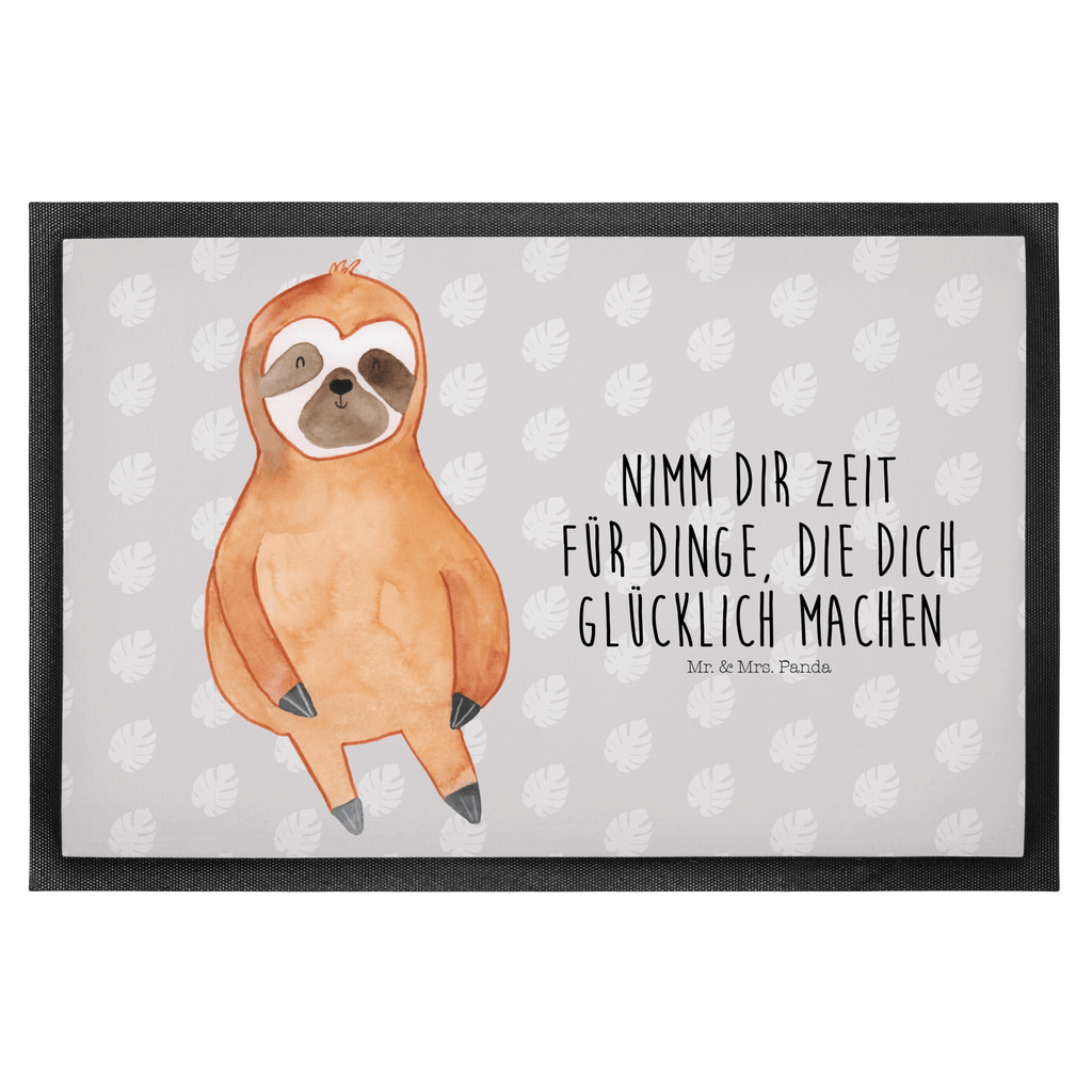 Fußmatte Faultier Zufrieden Faultier, Faultiere, faul, Lieblingstier, Pause, relaxen, Glück, glücklich, zufrieden, happy, Zufriedenheit, Gelassenheit, Ruhe, Frieden Türvorleger, Schmutzmatte, Fußabtreter, Matte, Schmutzfänger, Fußabstreifer, Schmutzfangmatte, Türmatte, Motivfußmatte,  Haustürmatte, Vorleger  Faultier, Faultier Geschenk, Faultier Deko