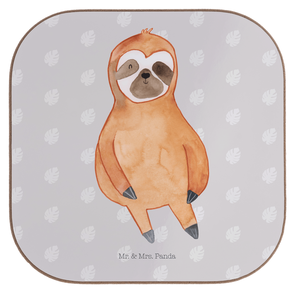 Quadratische Untersetzer Faultier Zufrieden Bierdeckel, Glasuntersetzer, Untersetzer Gläser, Getränkeuntersetzer, Faultier, Faultier Geschenk, Faultier Deko, Faultiere, faul, Lieblingstier, Pause, relaxen, Glück, glücklich, zufrieden, happy, Zufriedenheit, Gelassenheit, Ruhe, Frieden