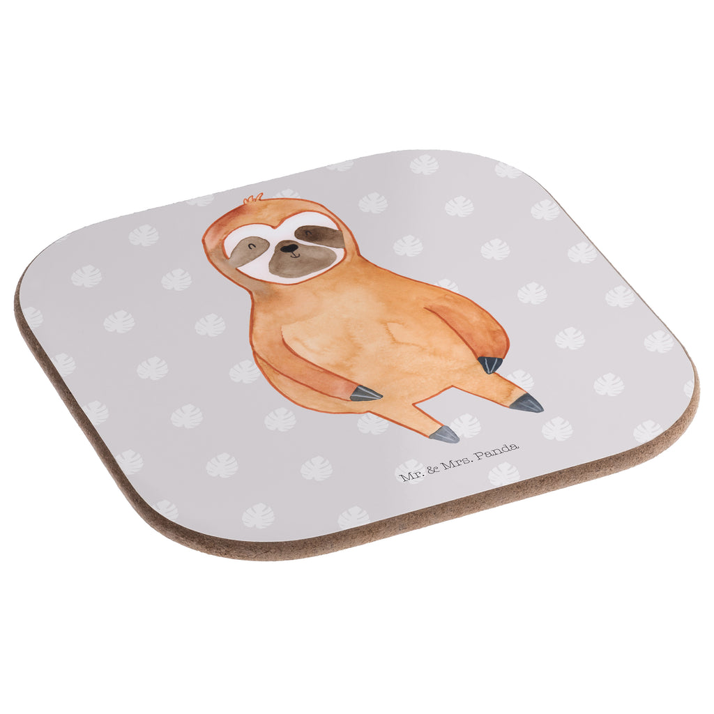 Quadratische Untersetzer Faultier Zufrieden Bierdeckel, Glasuntersetzer, Untersetzer Gläser, Getränkeuntersetzer, Faultier, Faultier Geschenk, Faultier Deko, Faultiere, faul, Lieblingstier, Pause, relaxen, Glück, glücklich, zufrieden, happy, Zufriedenheit, Gelassenheit, Ruhe, Frieden