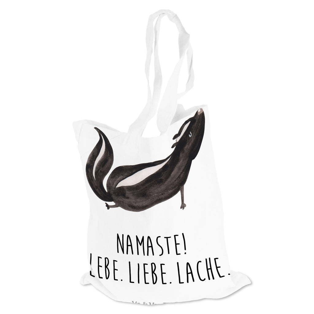 Tragetasche Stinktier Yoga Beuteltasche, Beutel, Einkaufstasche, Jutebeutel, Stoffbeutel, Stinktier, Skunk, Wildtier, Raubtier, Stinker, Stinki, Yoga, Namaste, Lebe, Liebe, Lache