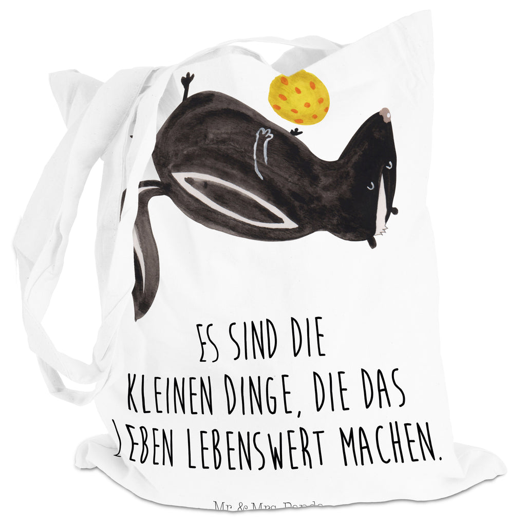 Tragetasche Stinktier Ball Beuteltasche, Beutel, Einkaufstasche, Jutebeutel, Stoffbeutel, Stinktier, Skunk, Wildtier, Raubtier, Stinker, Stinki, verspielt, Weisheit