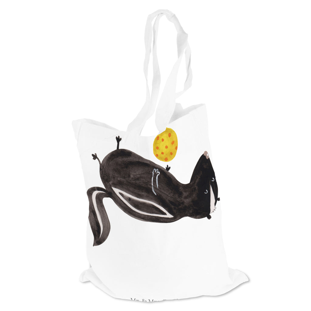 Tragetasche Stinktier Ball Beuteltasche, Beutel, Einkaufstasche, Jutebeutel, Stoffbeutel, Stinktier, Skunk, Wildtier, Raubtier, Stinker, Stinki, verspielt, Weisheit