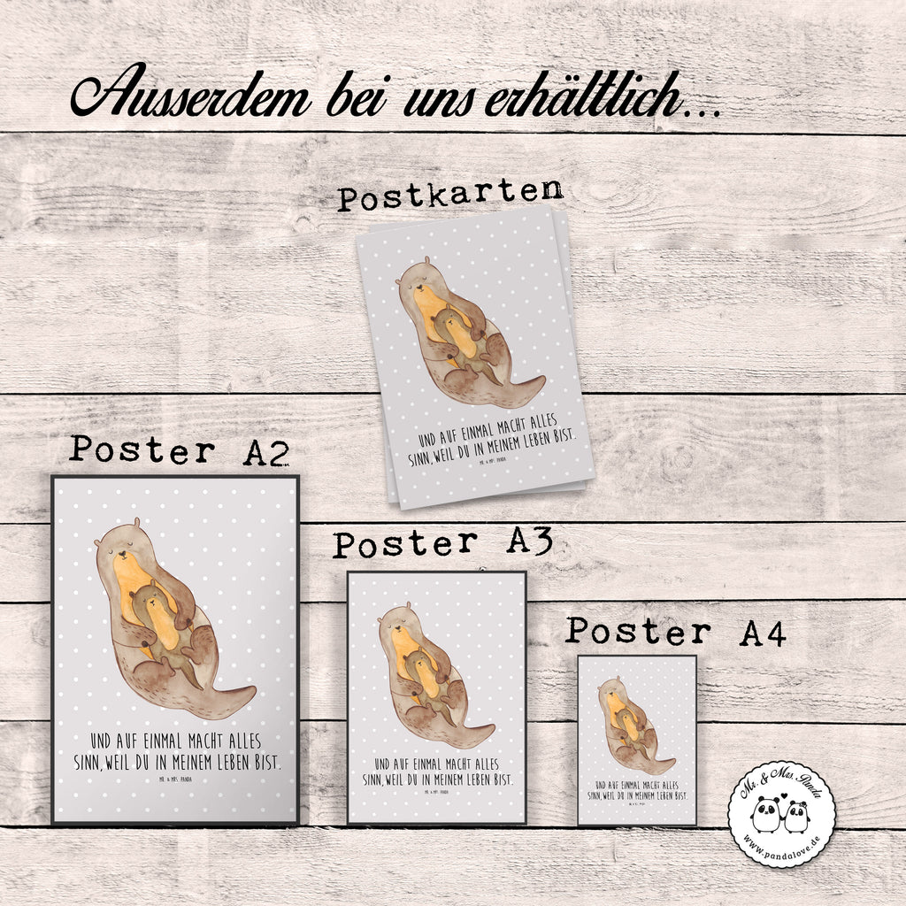Poster Otter mit Kind Poster, Wandposter, Bild, Wanddeko, Küchenposter, Kinderposter, Wanddeko Bild, Raumdekoration, Wanddekoration, Handgemaltes Poster, Mr. & Mrs. Panda Poster, Designposter, Kunstdruck, Posterdruck, Otter, Fischotter, Seeotter, Otter Seeotter See Otter