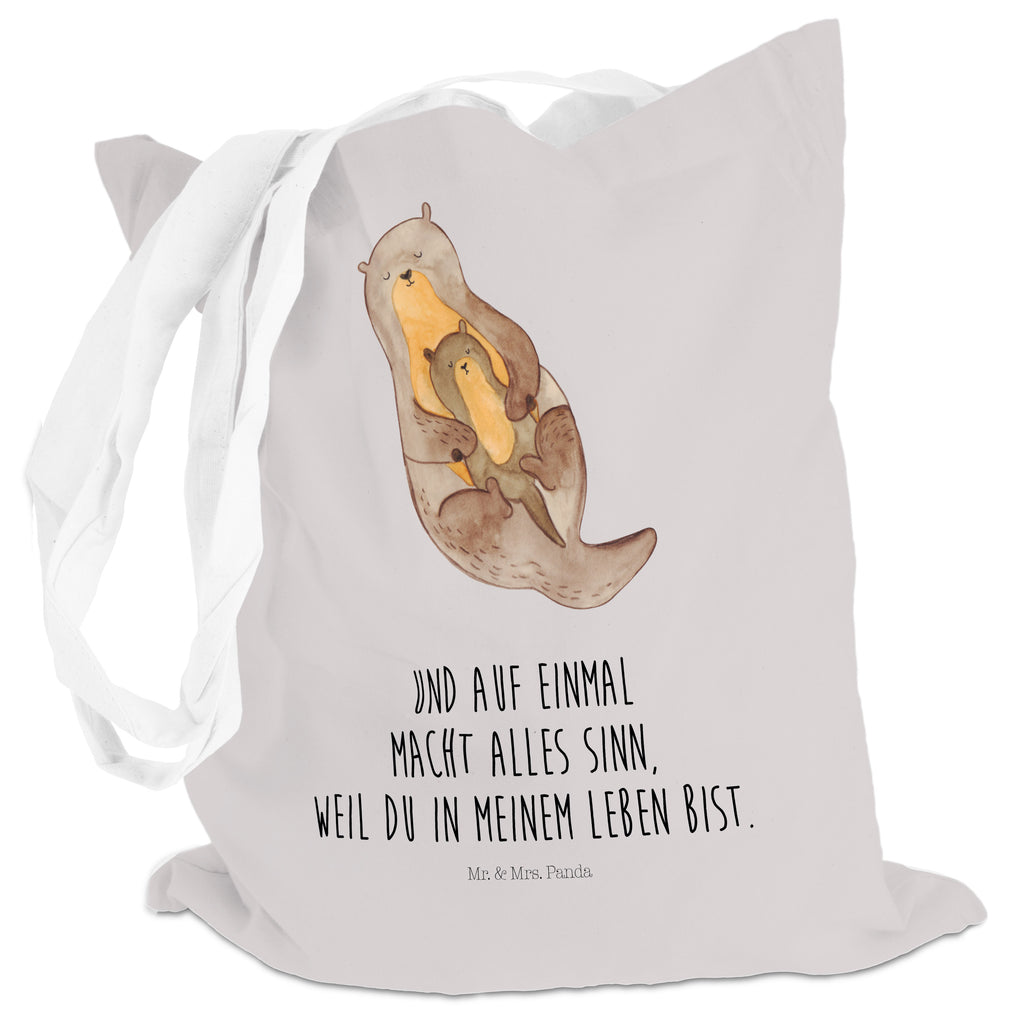 Tragetasche Otter mit Kind Beuteltasche, Beutel, Einkaufstasche, Jutebeutel, Stoffbeutel, Otter, Fischotter, Seeotter, Otter Seeotter See Otter