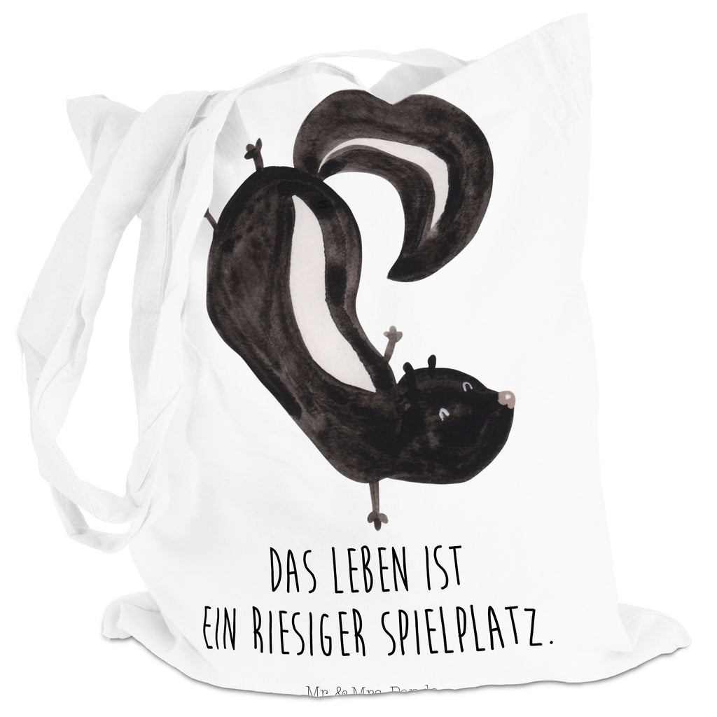 Tragetasche Stinktier Handstand Beuteltasche, Beutel, Einkaufstasche, Jutebeutel, Stoffbeutel, Stinktier, Skunk, Wildtier, Raubtier, Stinker, Stinki, Spielplatz, verpielt, Kind