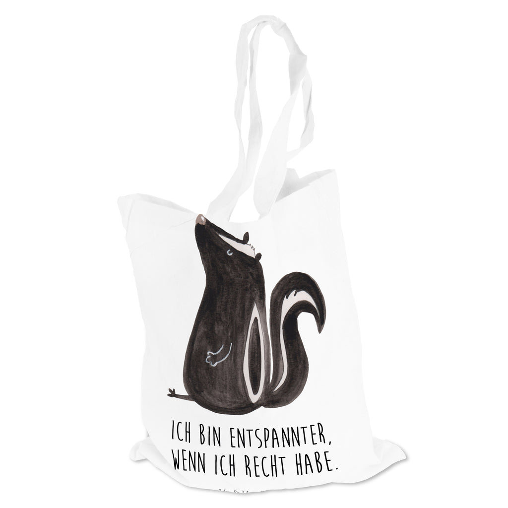 Tragetasche Stinktier sitzend Beuteltasche, Beutel, Einkaufstasche, Jutebeutel, Stoffbeutel, Stinktier, Skunk, Wildtier, Raubtier, Stinker, Stinki, Spruch, Büro, Recht, Besserwisser