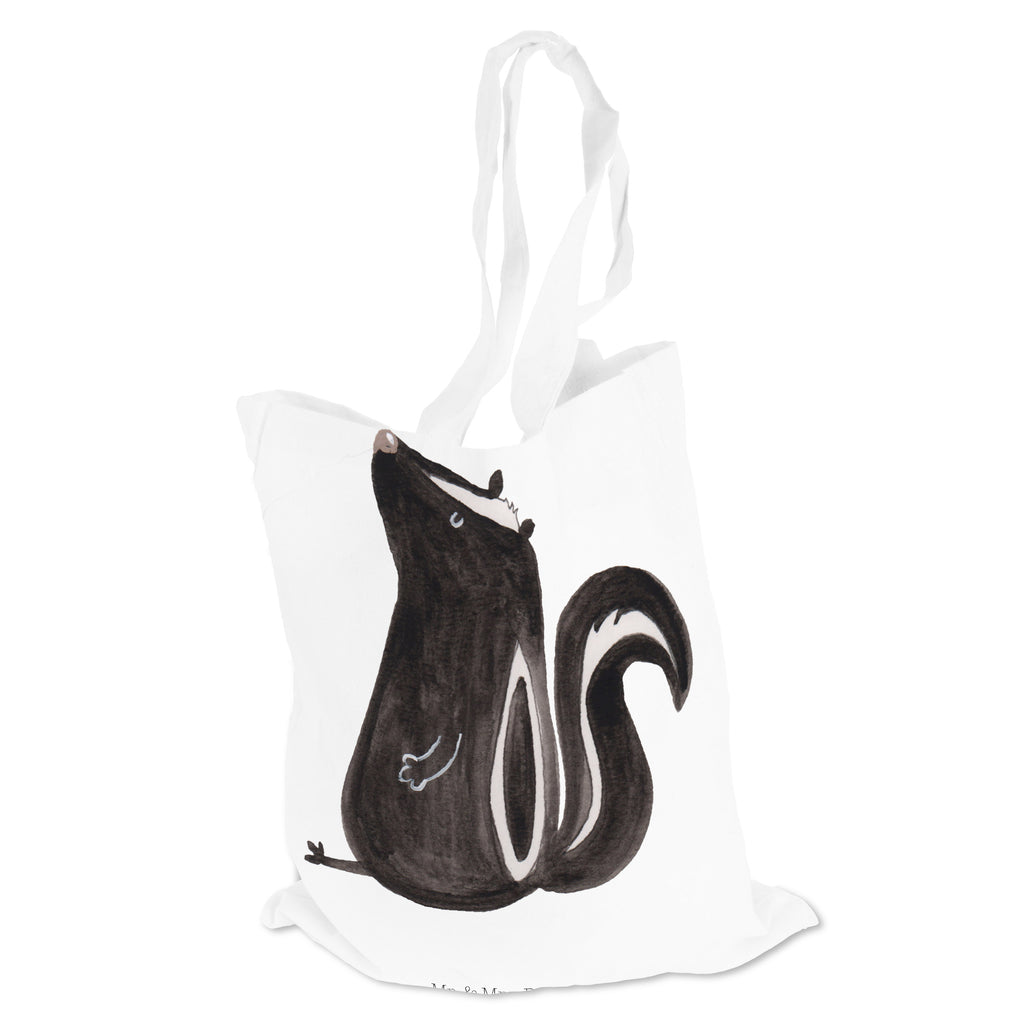 Tragetasche Stinktier sitzend Beuteltasche, Beutel, Einkaufstasche, Jutebeutel, Stoffbeutel, Stinktier, Skunk, Wildtier, Raubtier, Stinker, Stinki, Spruch, Büro, Recht, Besserwisser