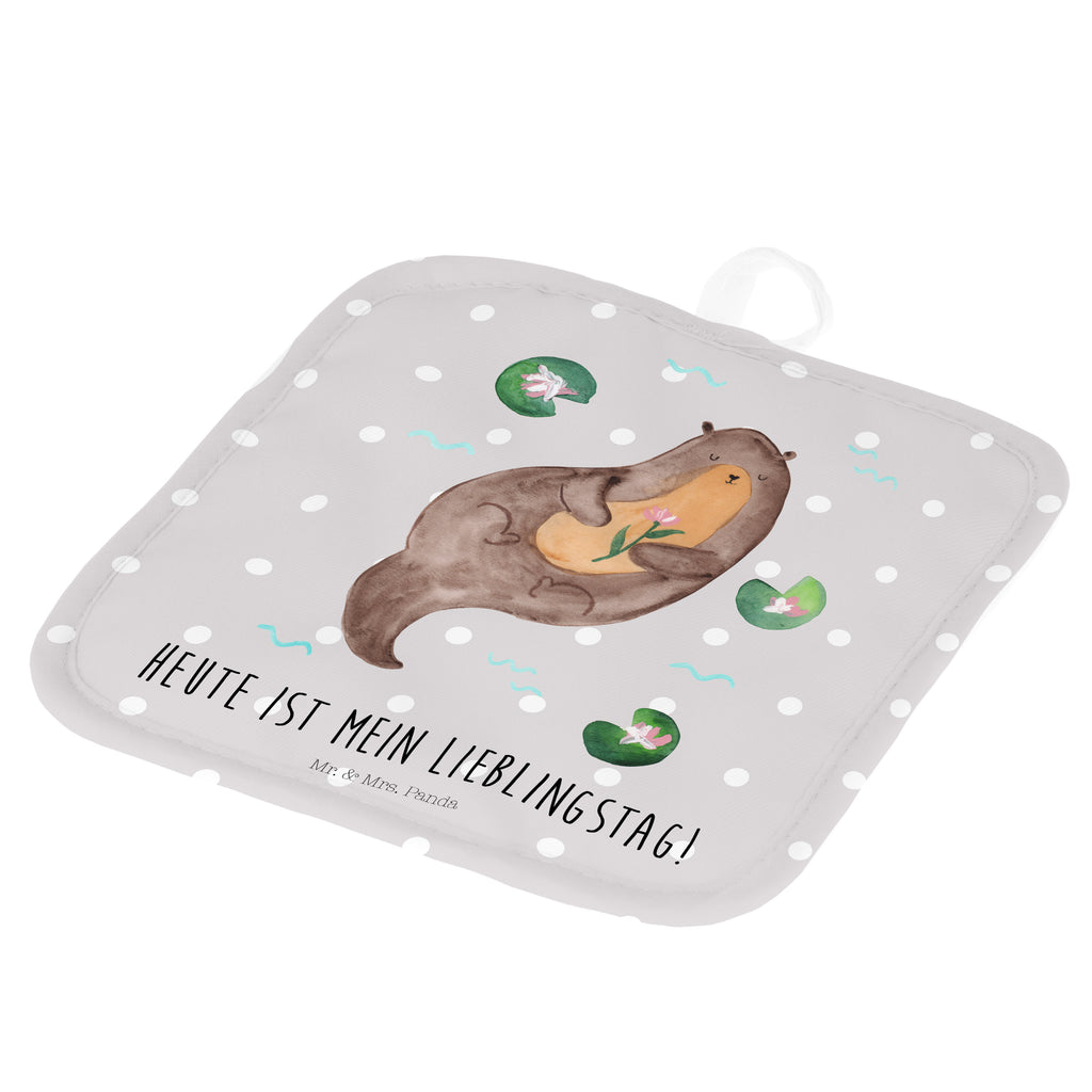 2er Set Topflappen  Otter mit Seerose Topflappen, Topfuntersetzer, Ofenhandschuh, Topflappen Set, Topflappen lustig, Topflappen mit Spruch, Otter, Fischotter, Seeotter, Otter Seeotter See Otter
