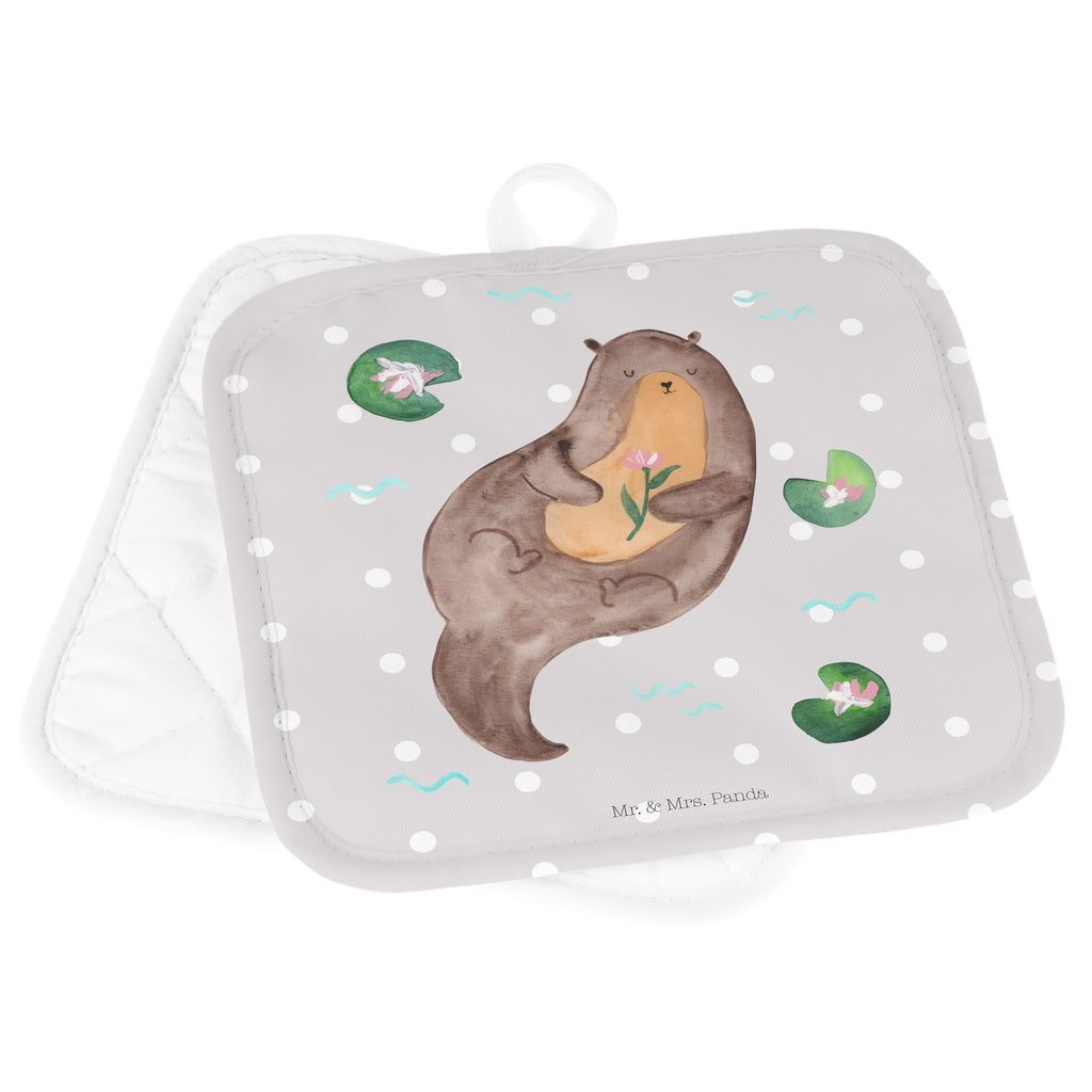 2er Set Topflappen  Otter mit Seerose Topflappen, Topfuntersetzer, Ofenhandschuh, Topflappen Set, Topflappen lustig, Topflappen mit Spruch, Otter, Fischotter, Seeotter, Otter Seeotter See Otter