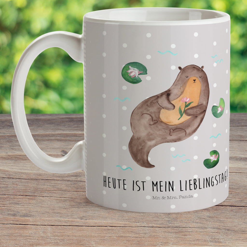 Kindertasse Otter mit Seerose Kunststoff Tasse, Kindergarten, Tasse, Trinkbecher, Camping Becher, Kaffeetasse, Kunststoffbecher, Kindergartenbecher, Outdoorgeschirr, Kunststoffgeschirr, Reisebecher, Reisetasse, Kinderbecher, Otter, Fischotter, Seeotter, Otter Seeotter See Otter