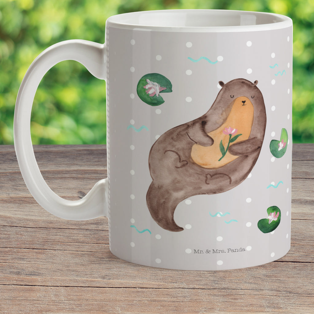 Kindertasse Otter mit Seerose Kunststoff Tasse, Kindergarten, Tasse, Trinkbecher, Camping Becher, Kaffeetasse, Kunststoffbecher, Kindergartenbecher, Outdoorgeschirr, Kunststoffgeschirr, Reisebecher, Reisetasse, Kinderbecher, Otter, Fischotter, Seeotter, Otter Seeotter See Otter
