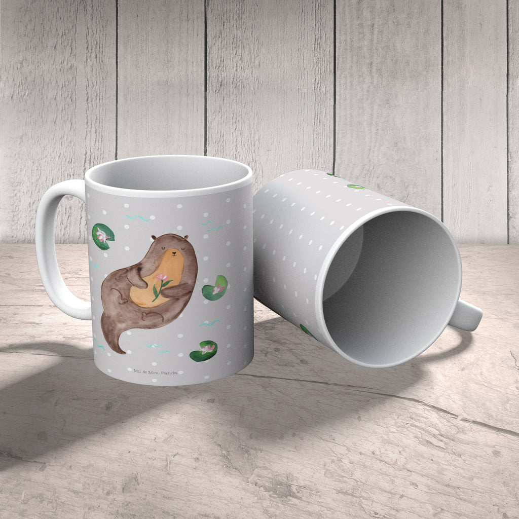 Kindertasse Otter mit Seerose Kunststoff Tasse, Kindergarten, Tasse, Trinkbecher, Camping Becher, Kaffeetasse, Kunststoffbecher, Kindergartenbecher, Outdoorgeschirr, Kunststoffgeschirr, Reisebecher, Reisetasse, Kinderbecher, Otter, Fischotter, Seeotter, Otter Seeotter See Otter