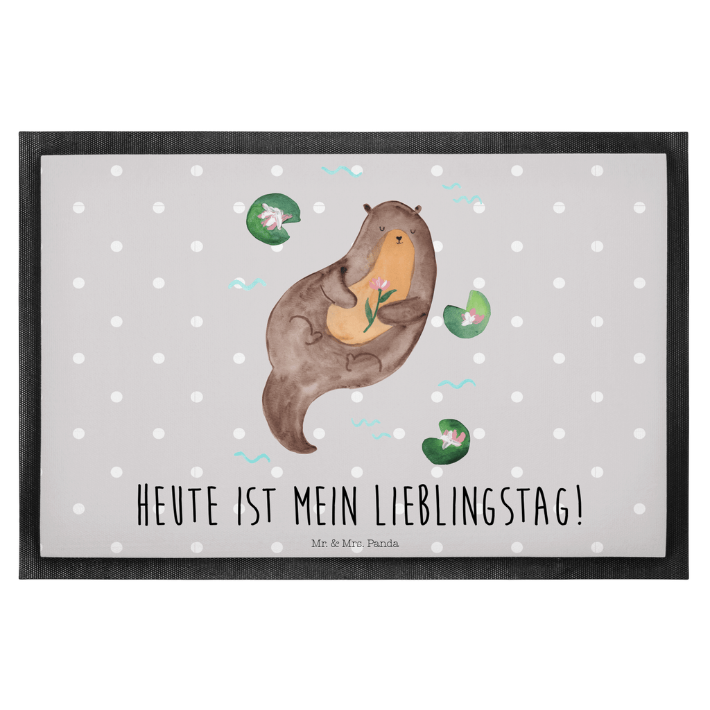 Fußmatte Otter mit Seerose Türvorleger, Schmutzmatte, Fußabtreter, Matte, Schmutzfänger, Fußabstreifer, Schmutzfangmatte, Türmatte, Motivfußmatte, Haustürmatte, Vorleger, Otter, Fischotter, Seeotter, Otter Seeotter See Otter