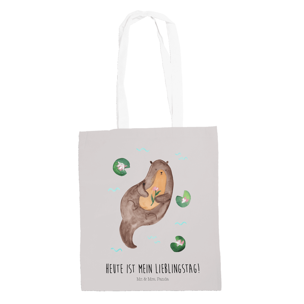 Tragetasche Otter mit Seerose Beuteltasche, Beutel, Einkaufstasche, Jutebeutel, Stoffbeutel, Otter, Fischotter, Seeotter, Otter Seeotter See Otter