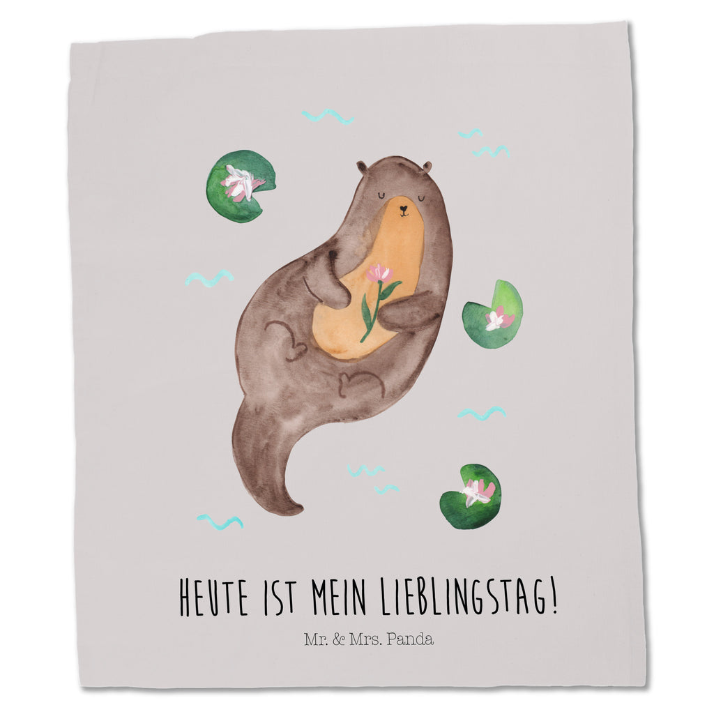 Tragetasche Otter mit Seerose Beuteltasche, Beutel, Einkaufstasche, Jutebeutel, Stoffbeutel, Otter, Fischotter, Seeotter, Otter Seeotter See Otter