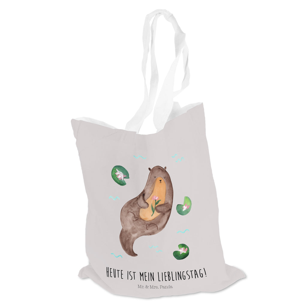 Tragetasche Otter mit Seerose Beuteltasche, Beutel, Einkaufstasche, Jutebeutel, Stoffbeutel, Otter, Fischotter, Seeotter, Otter Seeotter See Otter