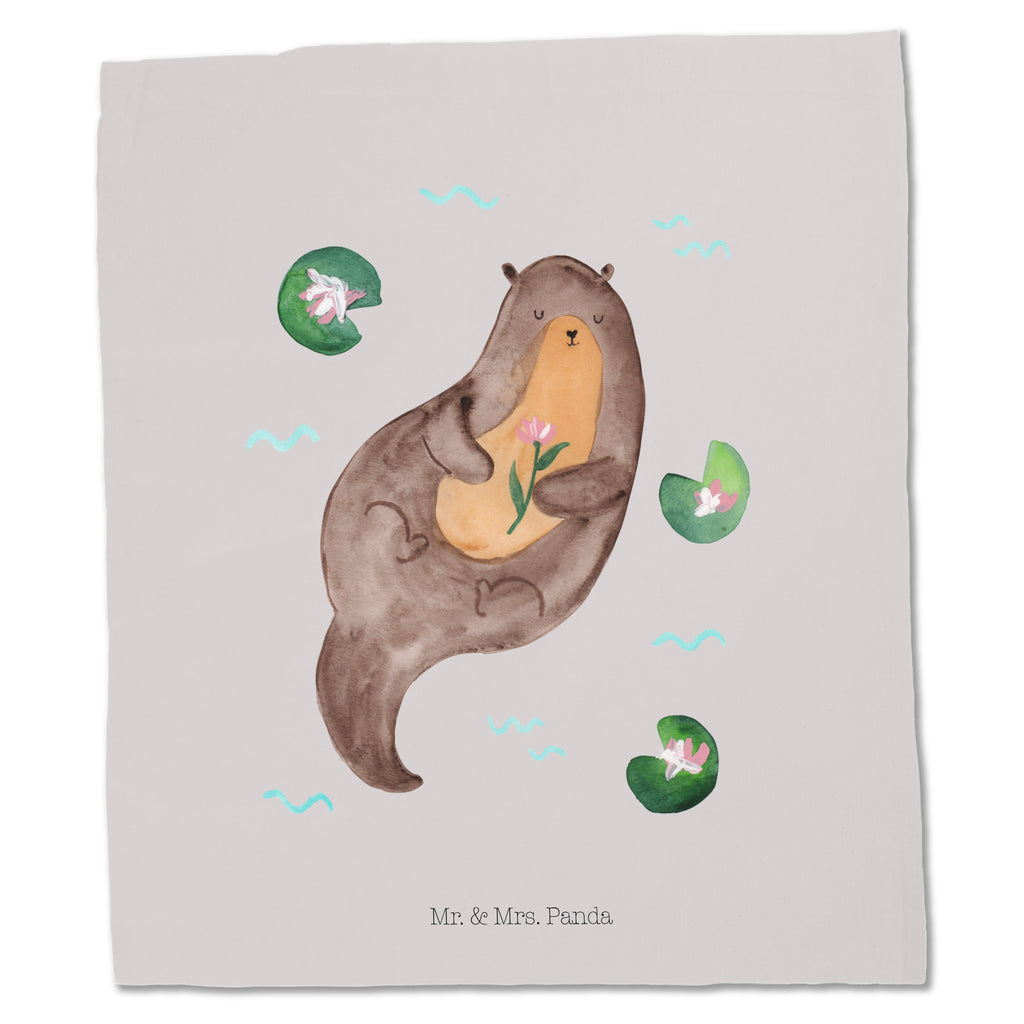 Tragetasche Otter mit Seerose Beuteltasche, Beutel, Einkaufstasche, Jutebeutel, Stoffbeutel, Otter, Fischotter, Seeotter, Otter Seeotter See Otter
