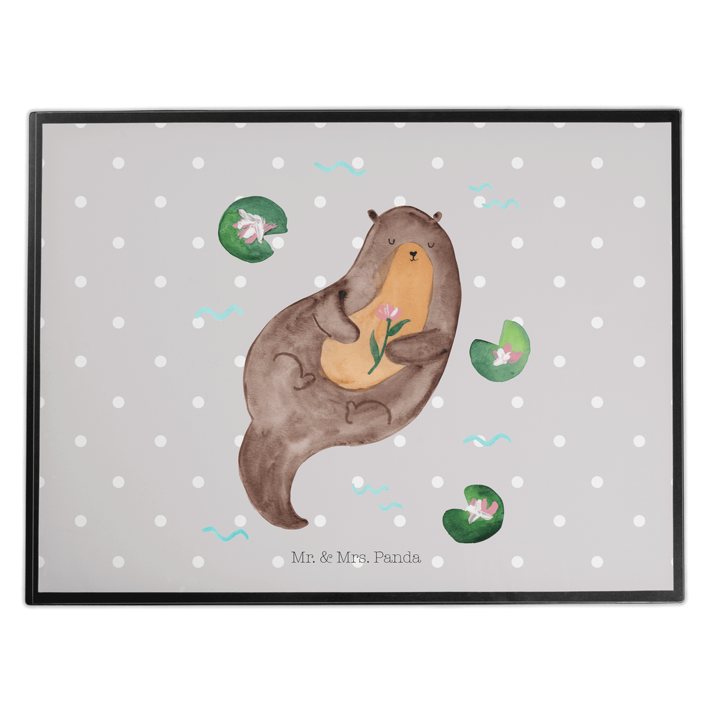 Schreibtischunterlage Otter mit Seerose Schreibunterlage, Schreibtischauflage, Bürobedarf, Büroartikel, Schreibwaren, Schreibtisch Unterlagen, Schreibtischunterlage Groß, Otter, Fischotter, Seeotter, Otter Seeotter See Otter