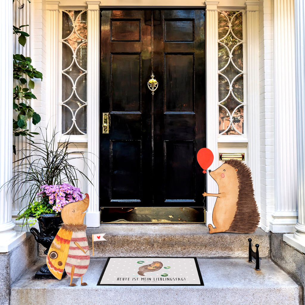 Fußmatte Otter mit Seerose Türvorleger, Schmutzmatte, Fußabtreter, Matte, Schmutzfänger, Fußabstreifer, Schmutzfangmatte, Türmatte, Motivfußmatte, Haustürmatte, Vorleger, Otter, Fischotter, Seeotter, Otter Seeotter See Otter