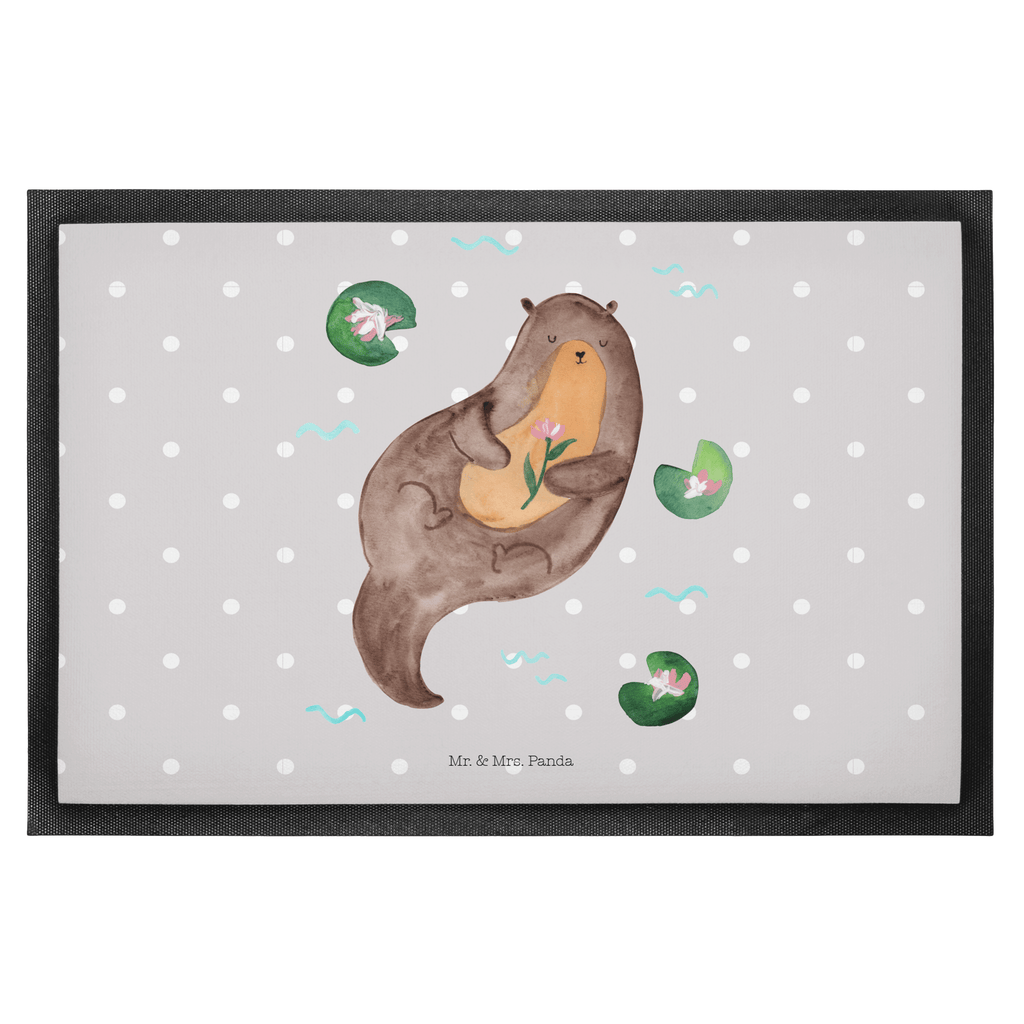 Fußmatte Otter mit Seerose Türvorleger, Schmutzmatte, Fußabtreter, Matte, Schmutzfänger, Fußabstreifer, Schmutzfangmatte, Türmatte, Motivfußmatte, Haustürmatte, Vorleger, Otter, Fischotter, Seeotter, Otter Seeotter See Otter