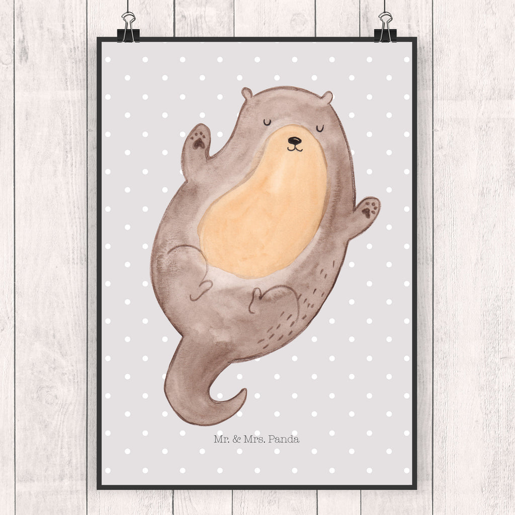Poster Otter Umarmen Poster, Wandposter, Bild, Wanddeko, Küchenposter, Kinderposter, Wanddeko Bild, Raumdekoration, Wanddekoration, Handgemaltes Poster, Mr. & Mrs. Panda Poster, Designposter, Kunstdruck, Posterdruck, Otter, Fischotter, Seeotter, Otter Seeotter See Otter