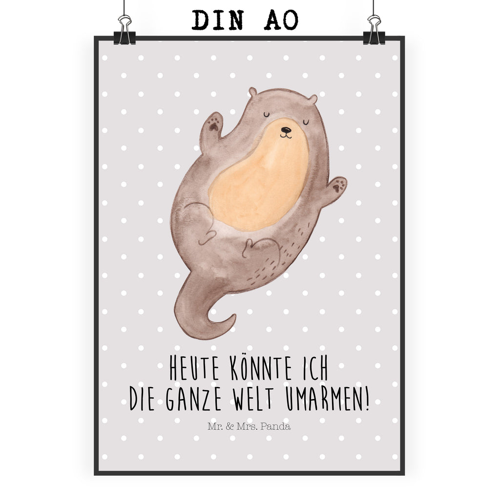 Poster Otter Umarmen Poster, Wandposter, Bild, Wanddeko, Küchenposter, Kinderposter, Wanddeko Bild, Raumdekoration, Wanddekoration, Handgemaltes Poster, Mr. & Mrs. Panda Poster, Designposter, Kunstdruck, Posterdruck, Otter, Fischotter, Seeotter, Otter Seeotter See Otter