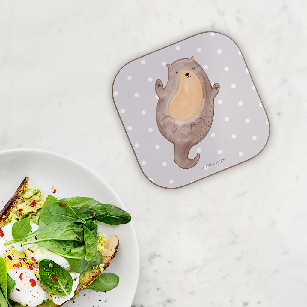 Quadratische Untersetzer Otter Umarmen Bierdeckel, Glasuntersetzer, Untersetzer Gläser, Getränkeuntersetzer, Otter, Fischotter, Seeotter, Otter Seeotter See Otter