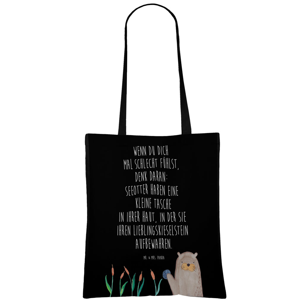Tragetasche Otter mit Stein Beuteltasche, Beutel, Einkaufstasche, Jutebeutel, Stoffbeutel, Otter, Fischotter, Seeotter, Otter Seeotter See Otter